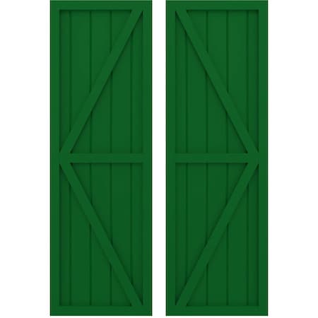 Americraft 5-Board Wood 2 Equal Panel Frmd Board-n-Batten Shutters W/ Dubl Z-Bar, ARW102BF518X59HGH